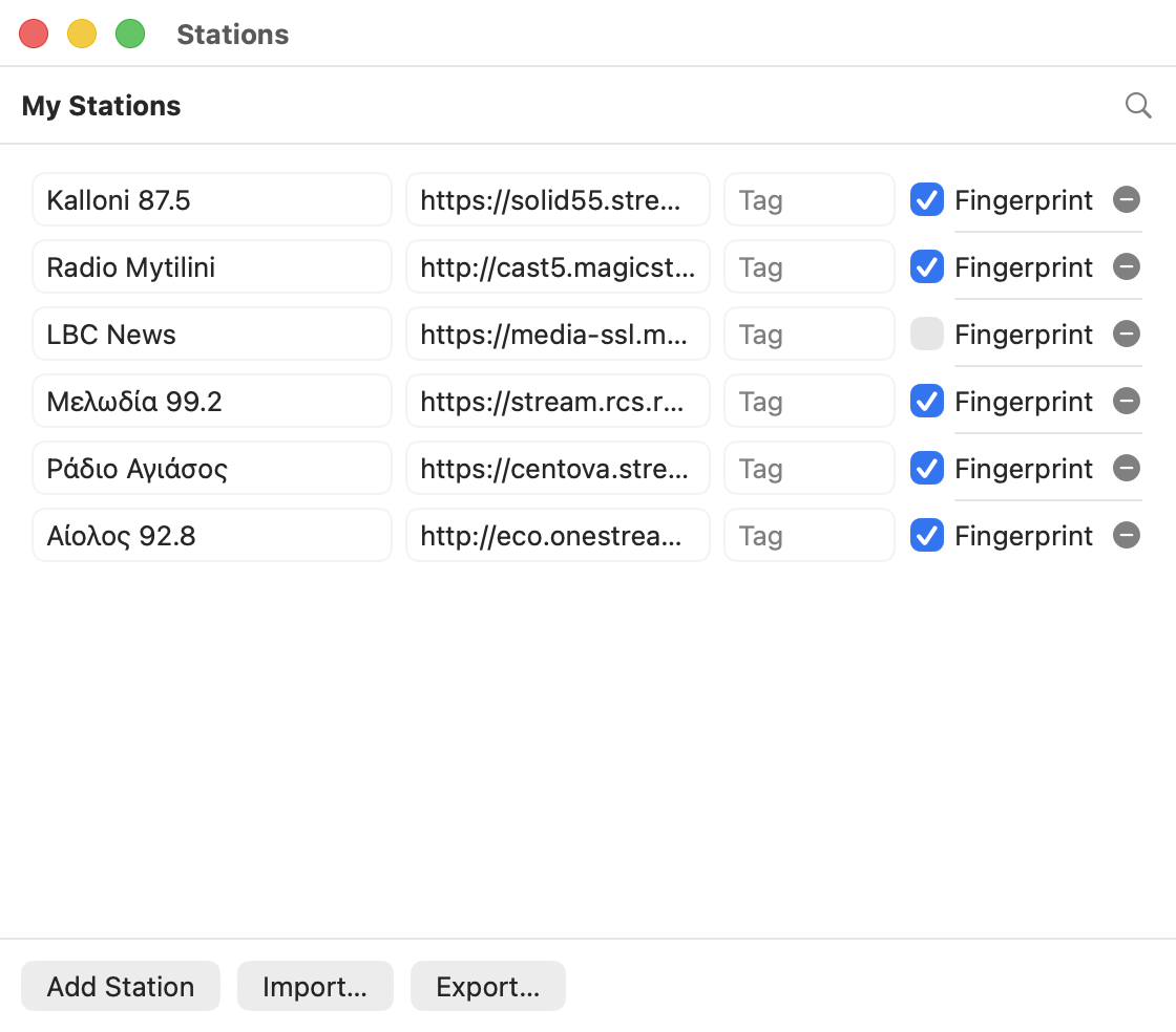 Manage your stations and discover new ones, Finder-style.